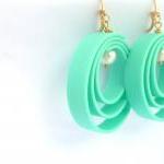 Mint Rubber Earrings, Mint Earrings ,rubber Dangle..