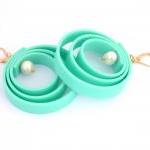 Mint Rubber Earrings, Mint Earrings ,rubber Dangle..