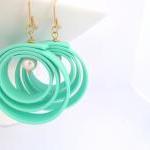 Mint Rubber Earrings, Mint Earrings ,rubber Dangle..